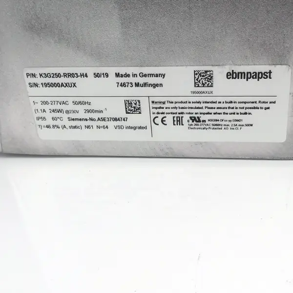 Ebmpapst製K3G250-RR03-H4ファン