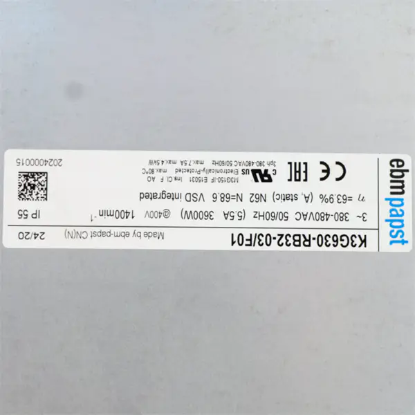 ebmpapst K3G630-RB32-03 400VAC 1400min-1 3600W 630 mm 遠心冷却ファン