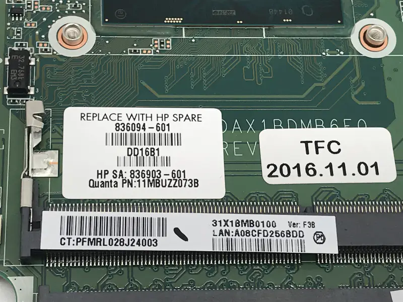 HP 836094-001 836094-501 836094-601 DAX1BDMB6F0 マザーボード