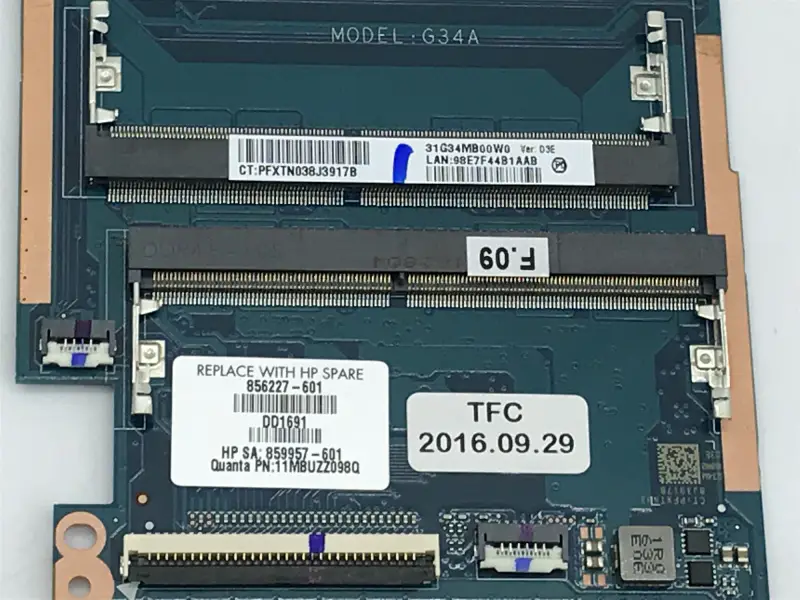 HP 856227-001 856227-501 856227-601 I7-6500U 940MX 2GB DAG34AMB6D0 マザーボード