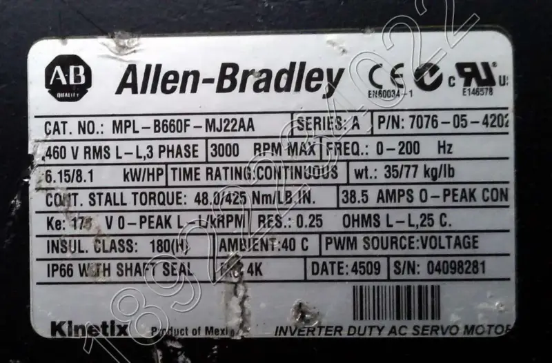 ALLEN-BRADLEYモータMPL-B660F-MJ22AA