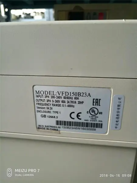 デルタBシリーズ 15KW VFD150B23A