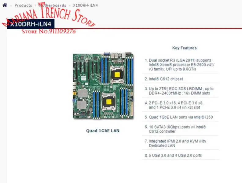 Supermicro のマザーボード Lga2011 E5-2600 V4/v3 家族のための X10drh-iln4 Ddr4 Ipmi 2.0
