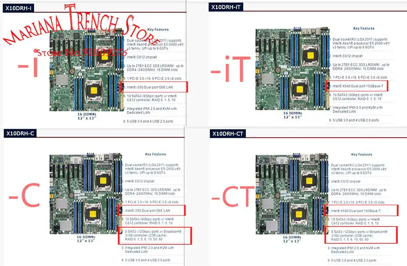 Supermicro マザーボード Lga2011 E5-2600 V4/v3 家族のための X10drh-ct Ddr4 デュアル ポート 10gbase-t Sas3 (12gbps) Ipmi 2.0