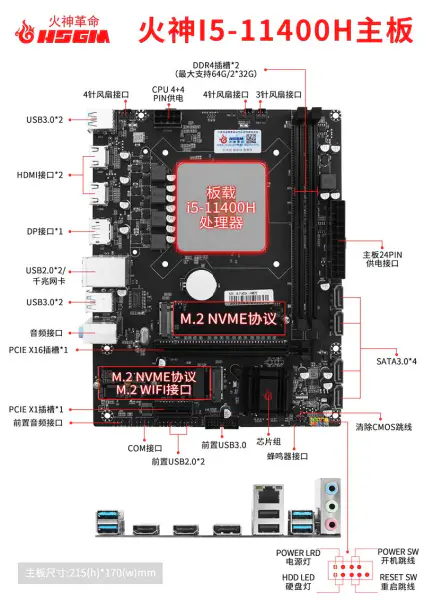 Hsgm I5-11400h CPU ソケット マザーボード Serveur プロセッサ マザーボード