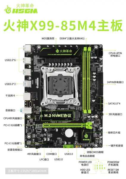 デスクトップのための Hsgm X99-85m4 のマザーボードのサポート デュアル・チャネル Ddr4 2133/2400mhz の記憶マザーボード