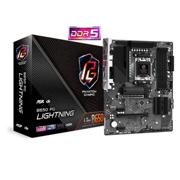 アズロックAtxマザーボードB650 PgライトニングDDR5 Am5サポートCPU 7950x 7900x 7700x 7600x
