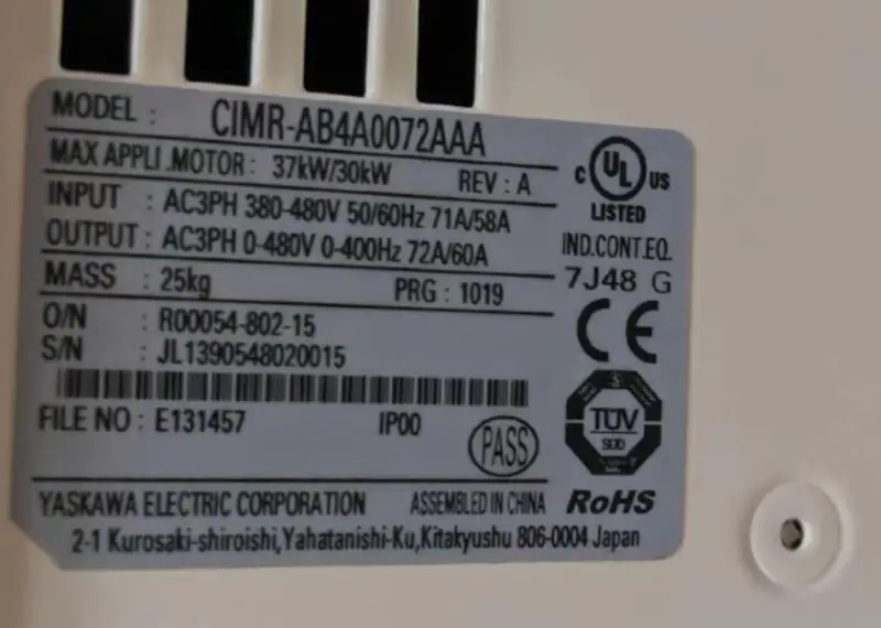安川電機 A1000インバータ CIMR-AC4A0072AAA