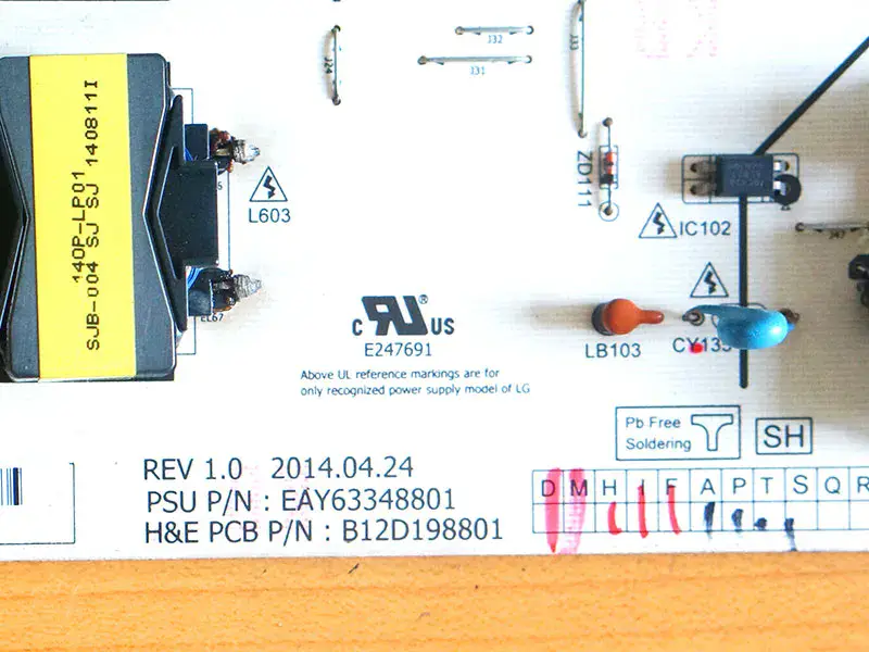 LG 55EC9300-CA EAY63348801回路基板