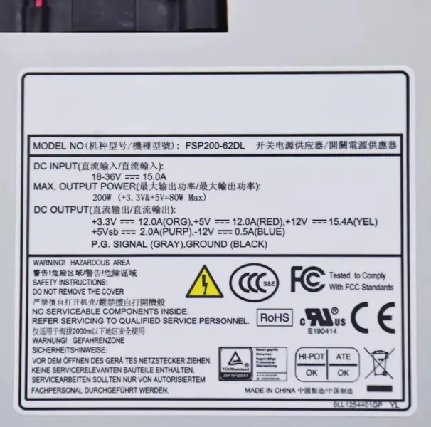 1U FLEX DC 電源 FSP200-62DL 18 ～ 36VDC 入力