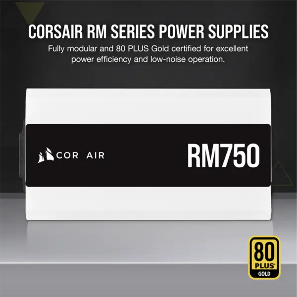 Cors 空気電源ユニット Psu Rm750 750 w ホワイト フル モジュール 80plus ゴールド電源 140 mm 低ノイズ ファン スマート ウェイク アップ Rps0119