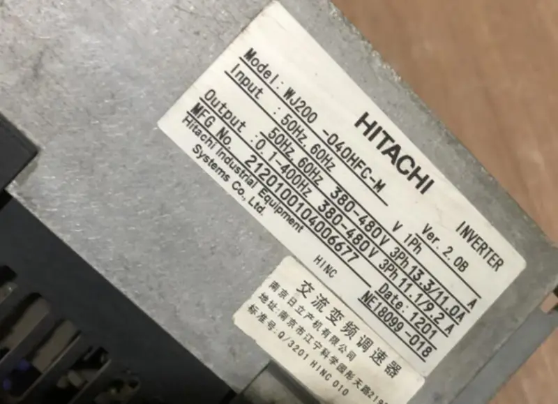 日立インバータ WJ200-040HFC-M 4.0KW 新品
