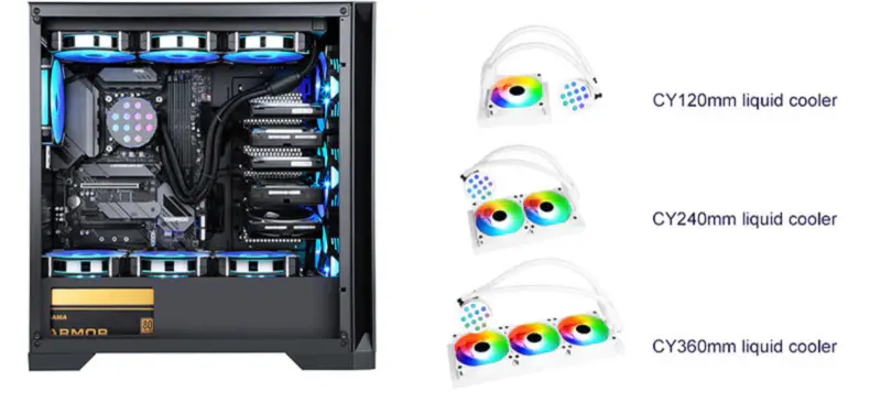 低雑音ポンプが付いている Sama 24cm Aio Cpu のクーラーのラジエーターの銅の表示水液体の冷却 Pc Cpu のクーラー Rgb の白熱