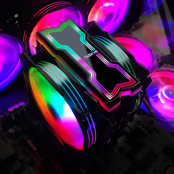 Alseye 120mmデュアルファン4ヒートパイプRGB CPUクーラー Aura