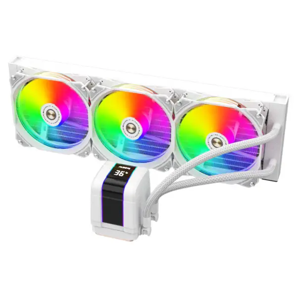 Alseye 360mm の第 12 GEN CPU のための温度表示が付いている白いフレームの SYNC Argb Aio の液体クーラー