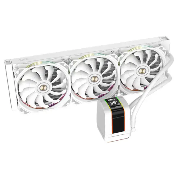 Alseye 360mm の第 12 GEN CPU のための温度表示が付いている白いフレームの SYNC Argb Aio の液体クーラー