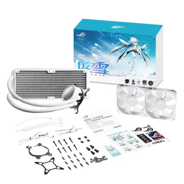 AsUs Rog Strix Lc Ii 240 Argb White Edition 2ファン一体型水冷ラジエーターCPU冷却ファン