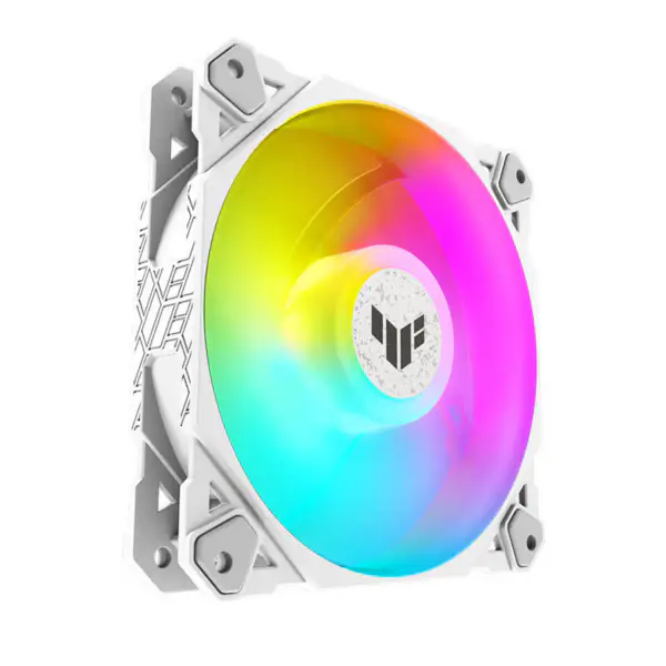 AsUs TufゲーミングホワイトTf120 PCファンピュアホワイトデザインArgbファンPwm温度制御速度制御二層LEDアレイ